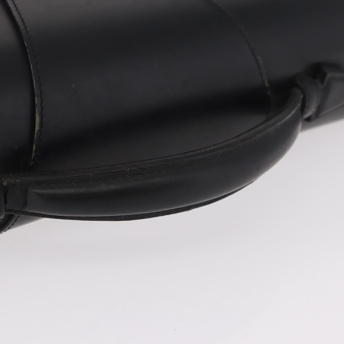 CARTIER Business Bag Leather Black Silver Auth 184924