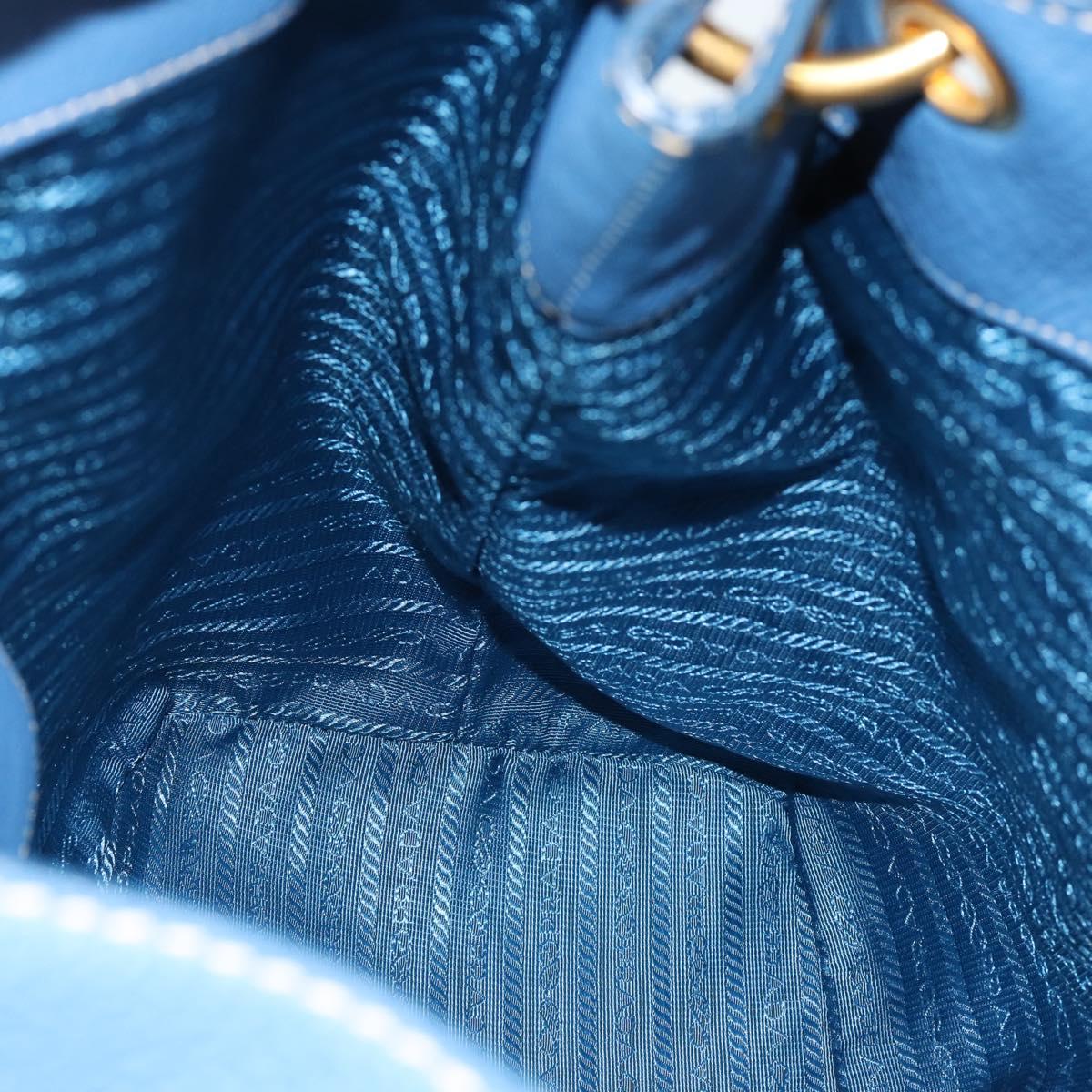 PRADA Shoulder Bag Leather Blue Gold Auth 184925V