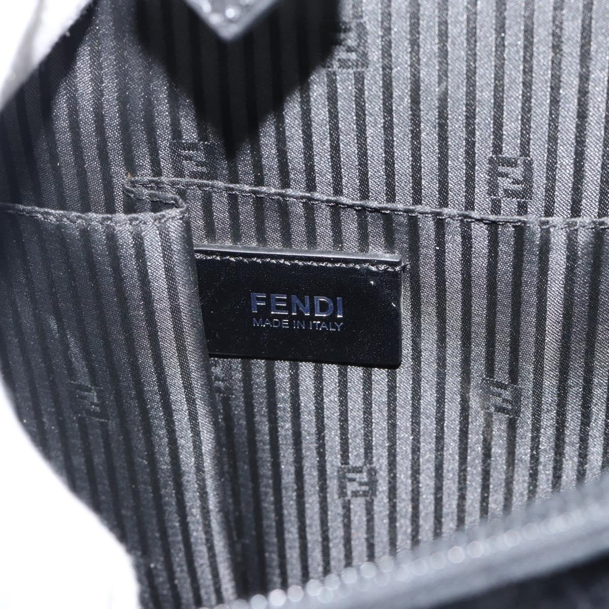 FENDI Hand Bag Patent Leather 2way Black Silver Auth 184926A