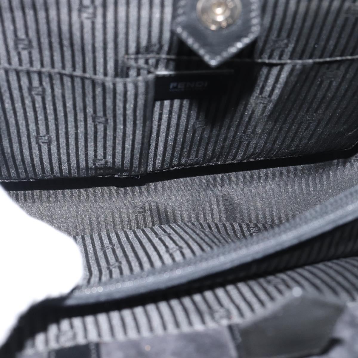 FENDI Hand Bag Patent Leather 2way Black Silver Auth 184926A