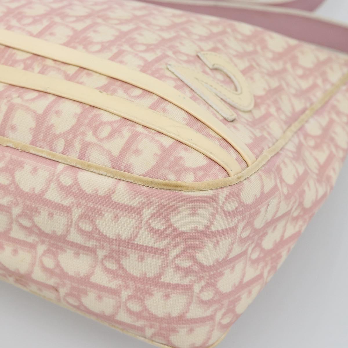 Christian Dior Trotter Canvas Shoulder Bag PVC Pink Silver Auth 184929