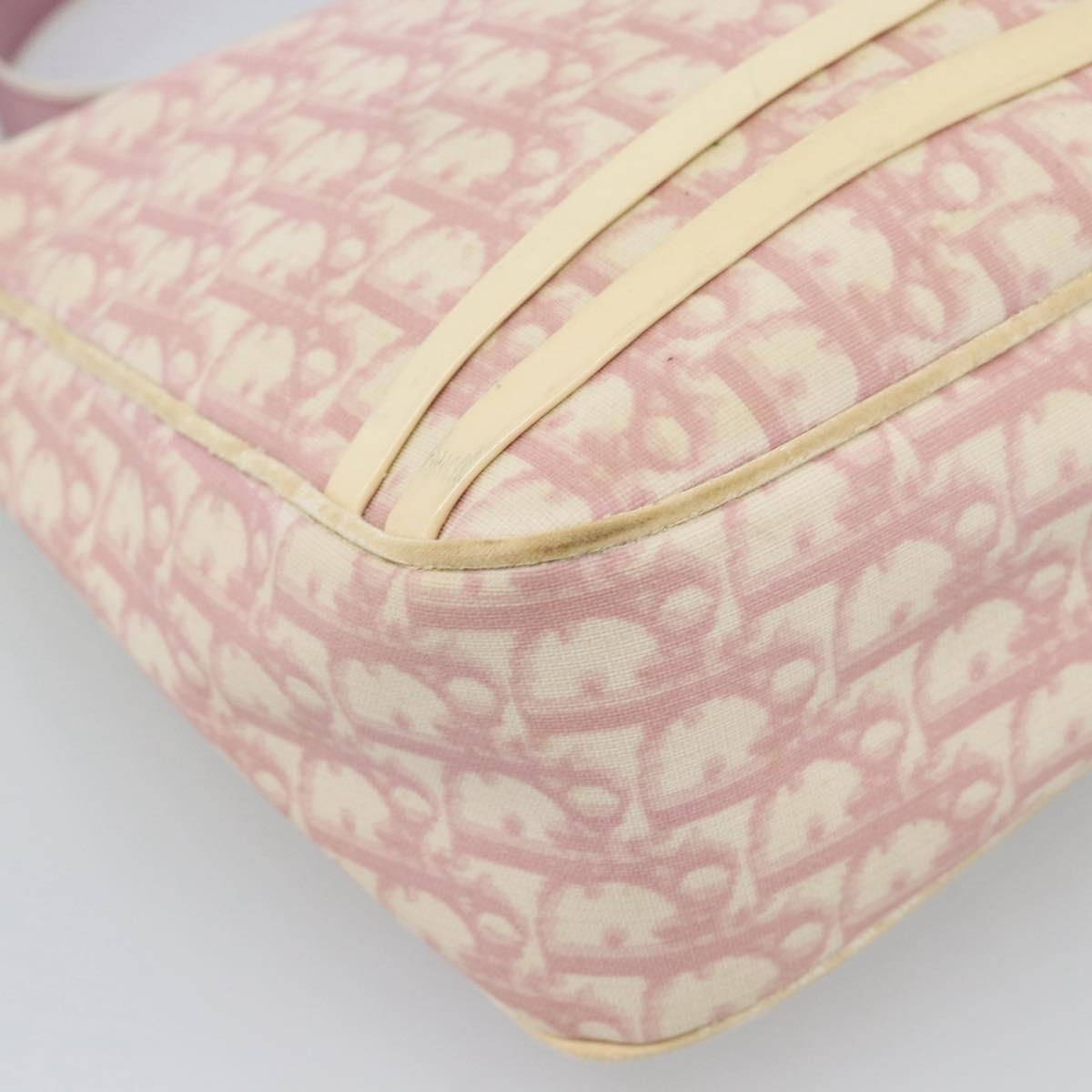 Christian Dior Trotter Canvas Shoulder Bag PVC Pink Silver Auth 184929