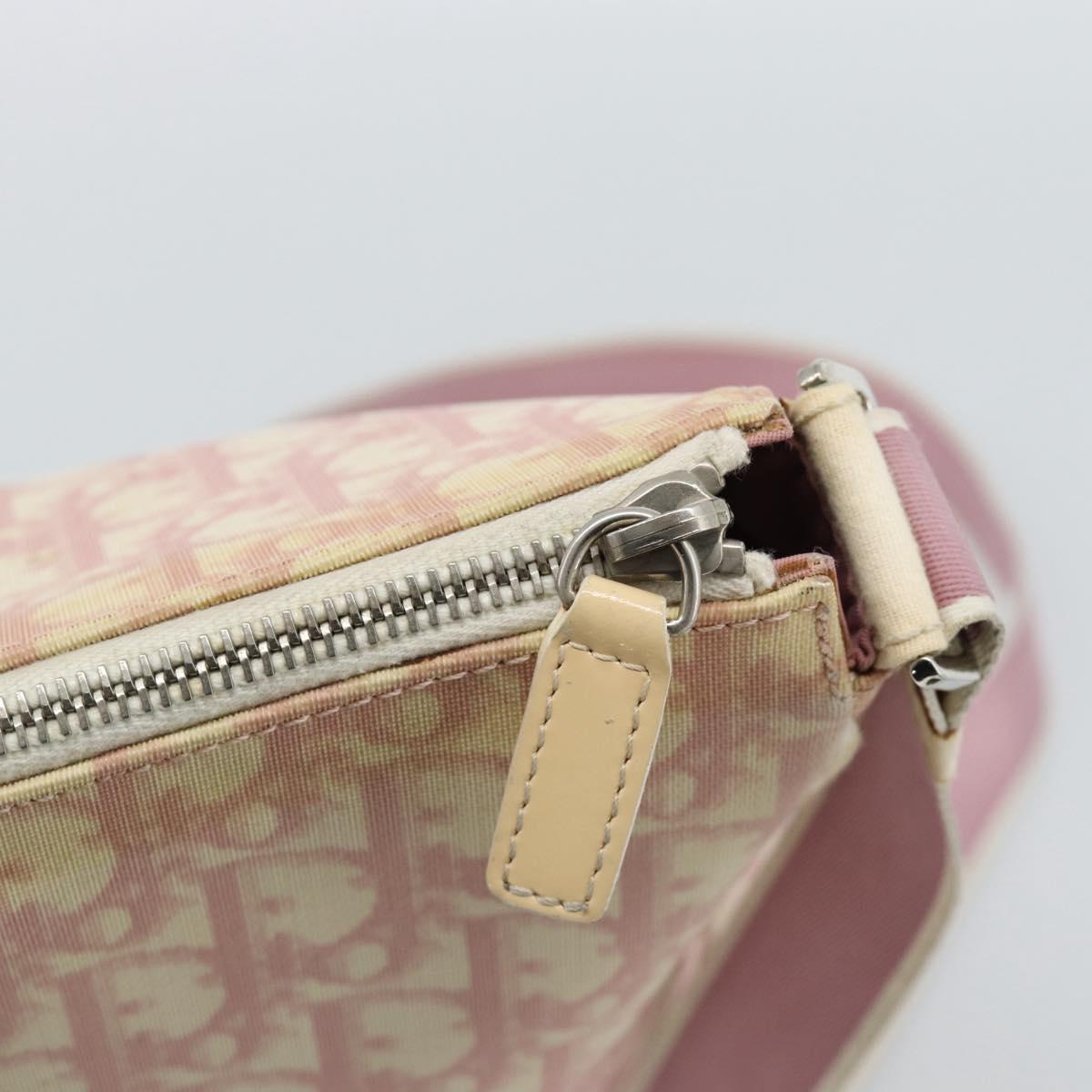 Christian Dior Trotter Canvas Shoulder Bag PVC Pink Silver Auth 184929