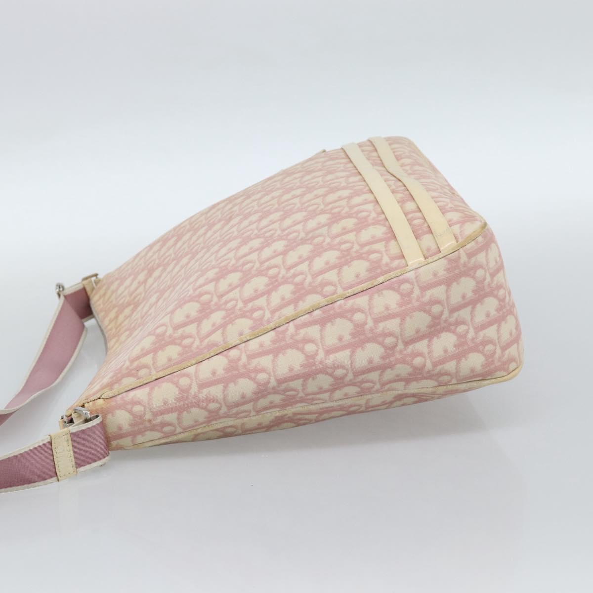 Christian Dior Trotter Canvas Shoulder Bag PVC Pink Silver Auth 184929