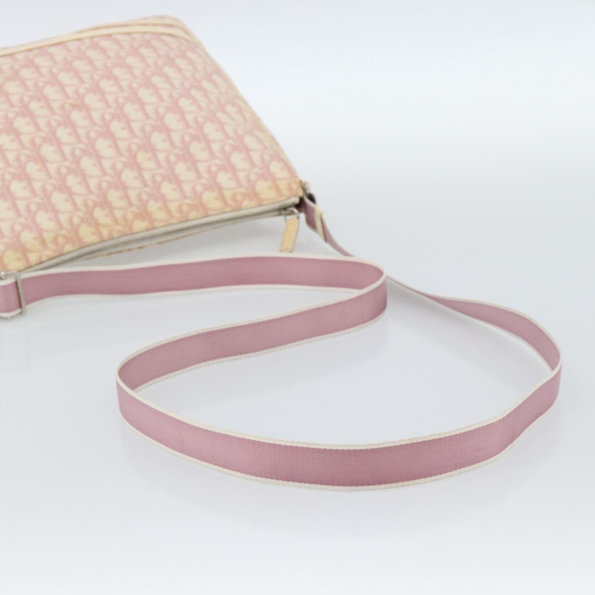 Christian Dior Trotter Canvas Shoulder Bag PVC Pink Silver Auth 184929
