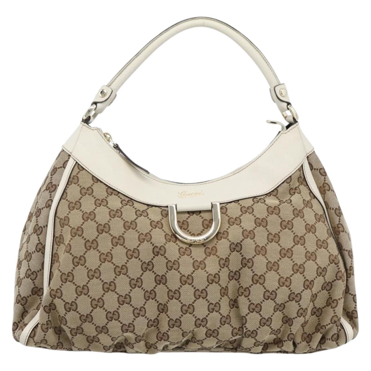 GUCCI GG Canvas Abbey Shoulder Bag Beige Gold 189833 Auth 184930V