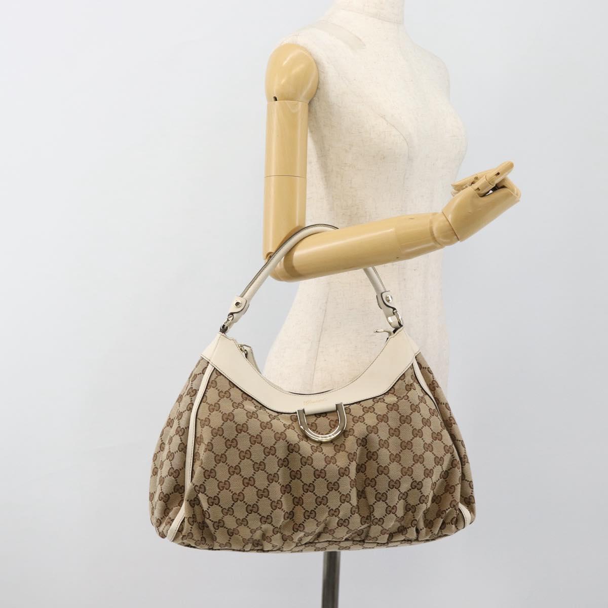 GUCCI GG Canvas Abbey Shoulder Bag Beige Gold 189833 Auth 184930V