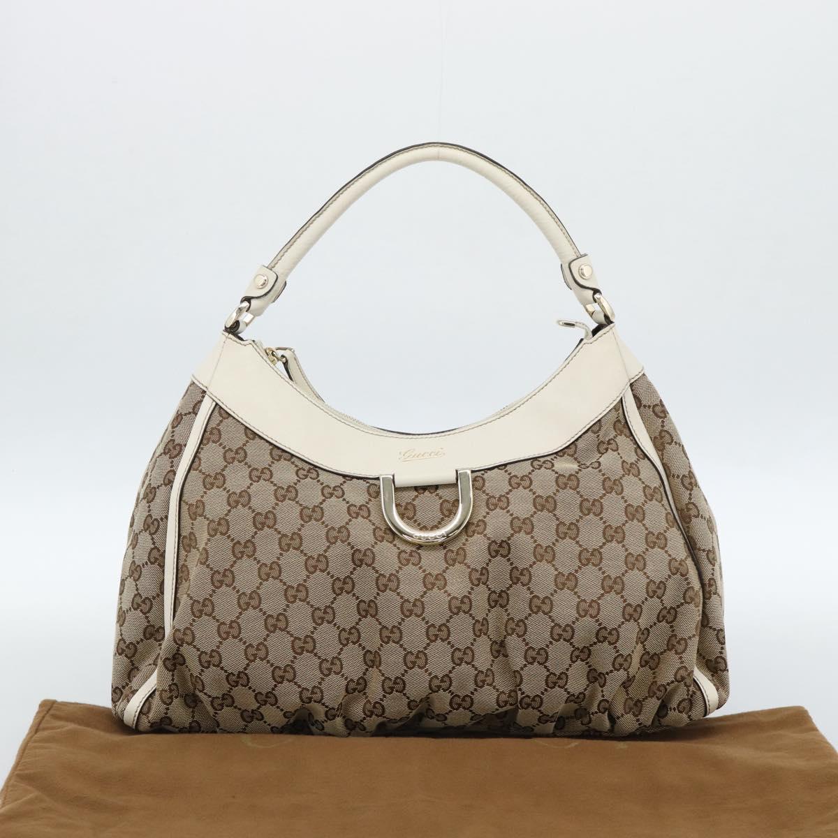GUCCI GG Canvas Abbey Shoulder Bag Beige Gold 189833 Auth 184930V