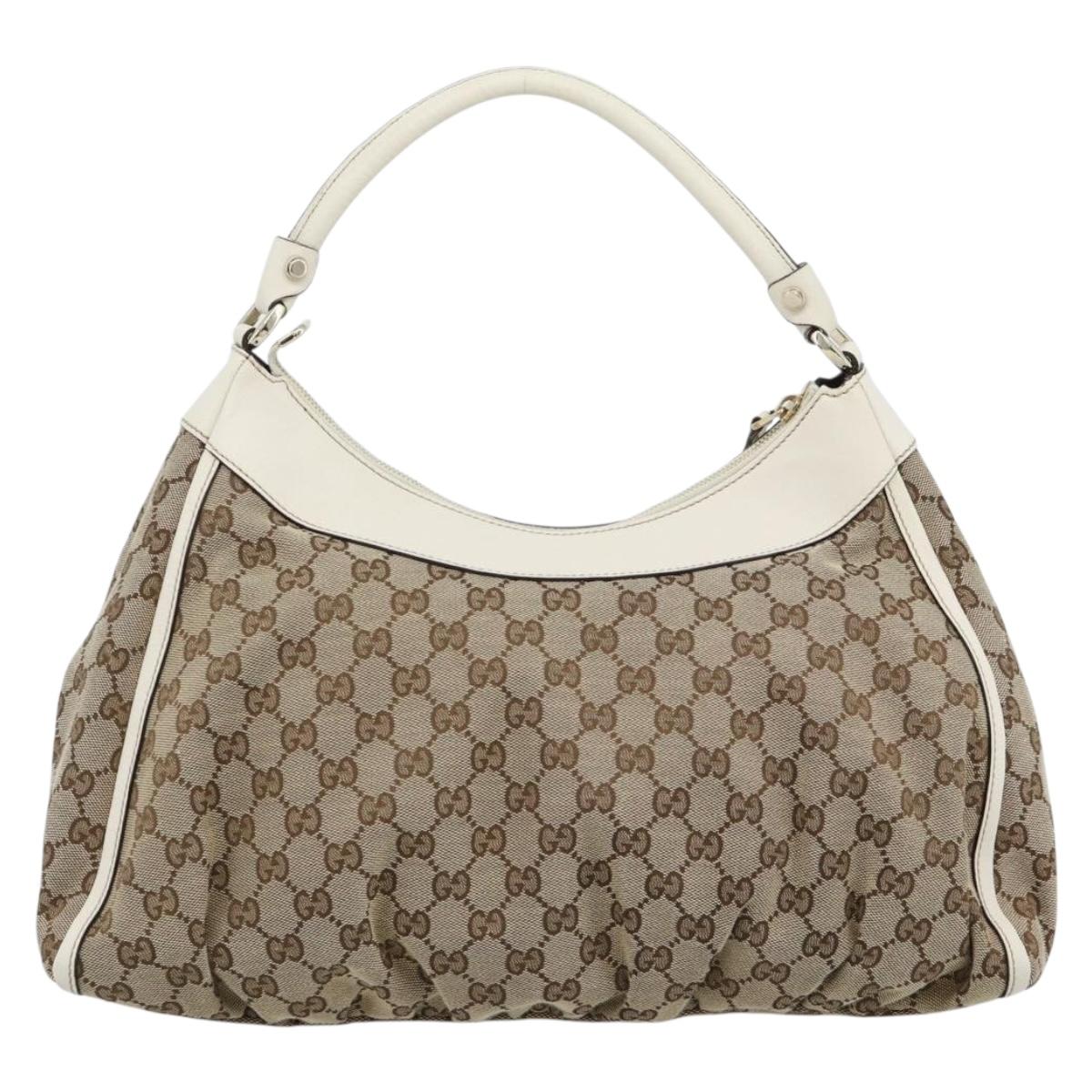 GUCCI GG Canvas Abbey Shoulder Bag Beige Gold 189833 Auth 184930V