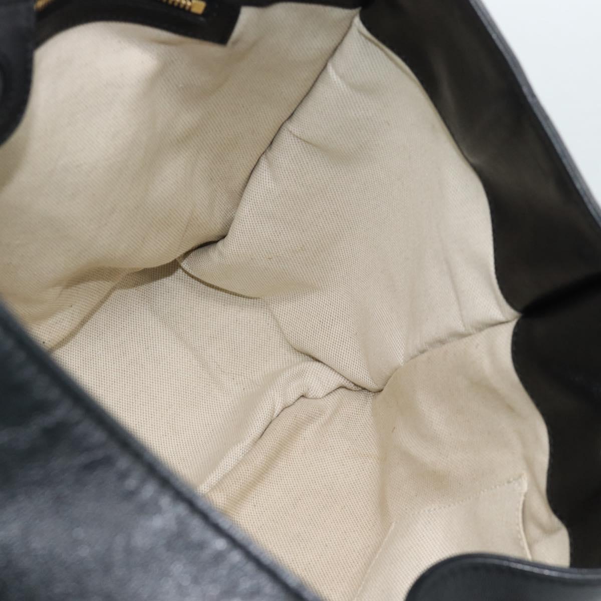 GUCCI Horsebit Tote Bag Leather Black Gold 623694 Auth 184931A
