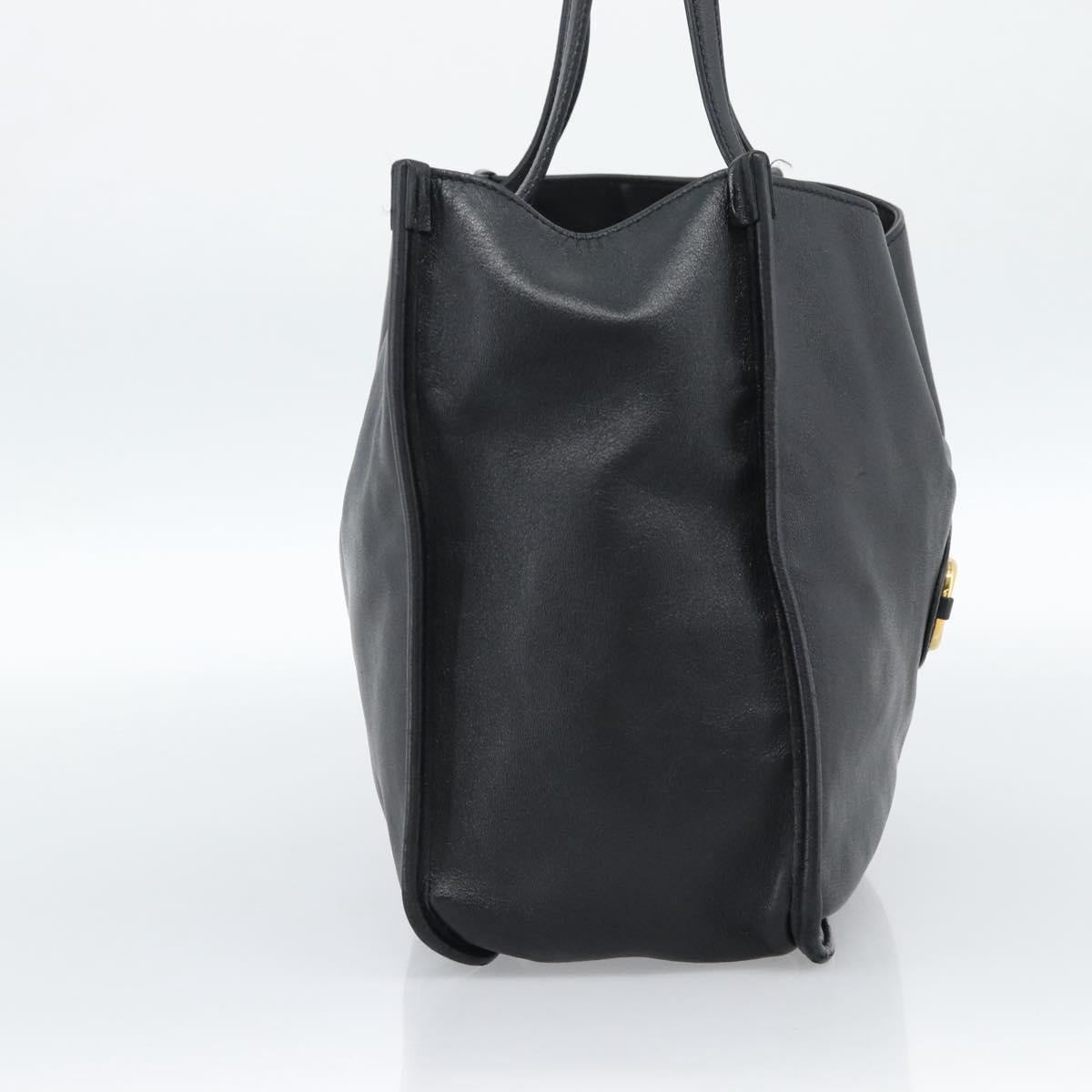 GUCCI Horsebit Tote Bag Leather Black Gold 623694 Auth 184931A