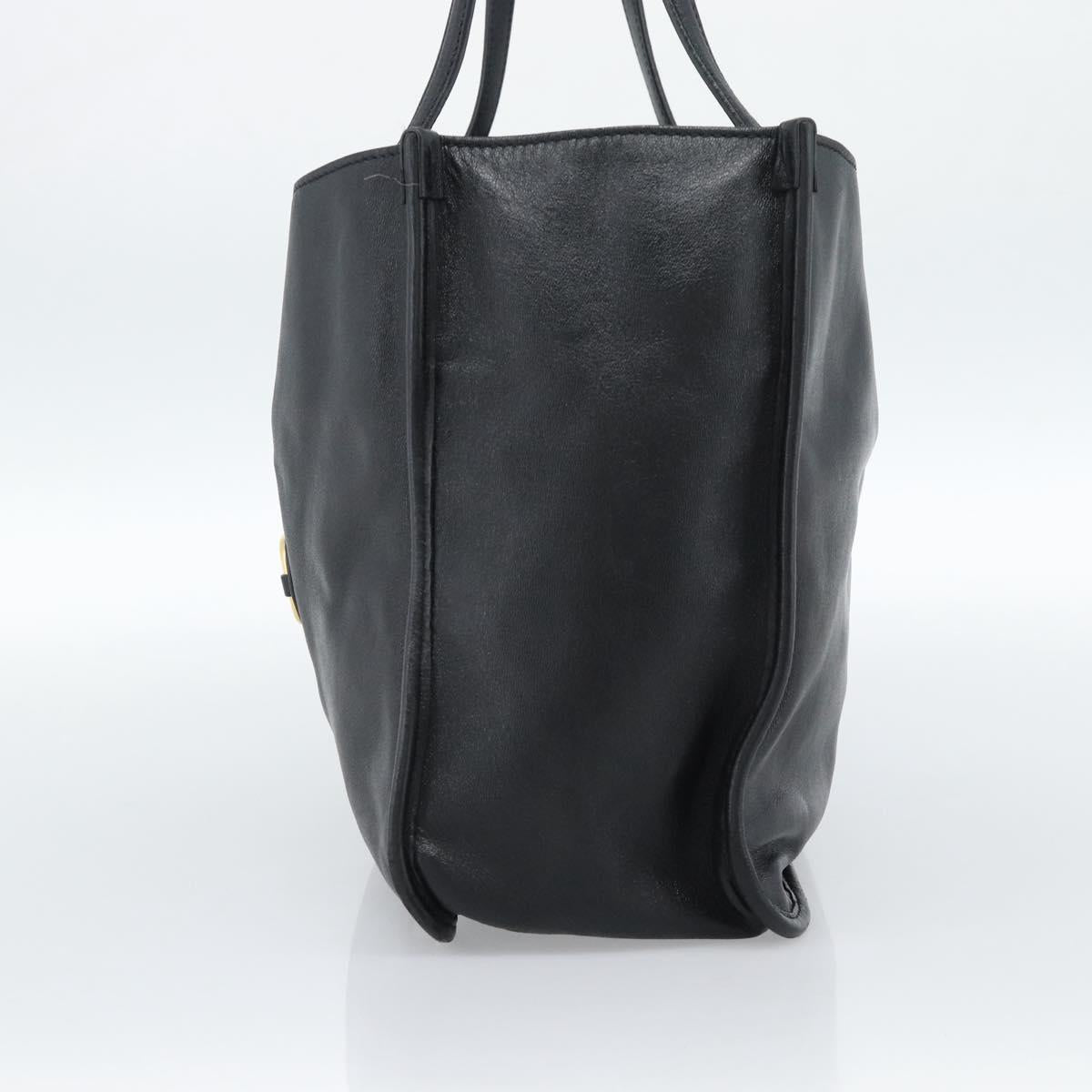 GUCCI Horsebit Tote Bag Leather Black Gold 623694 Auth 184931A