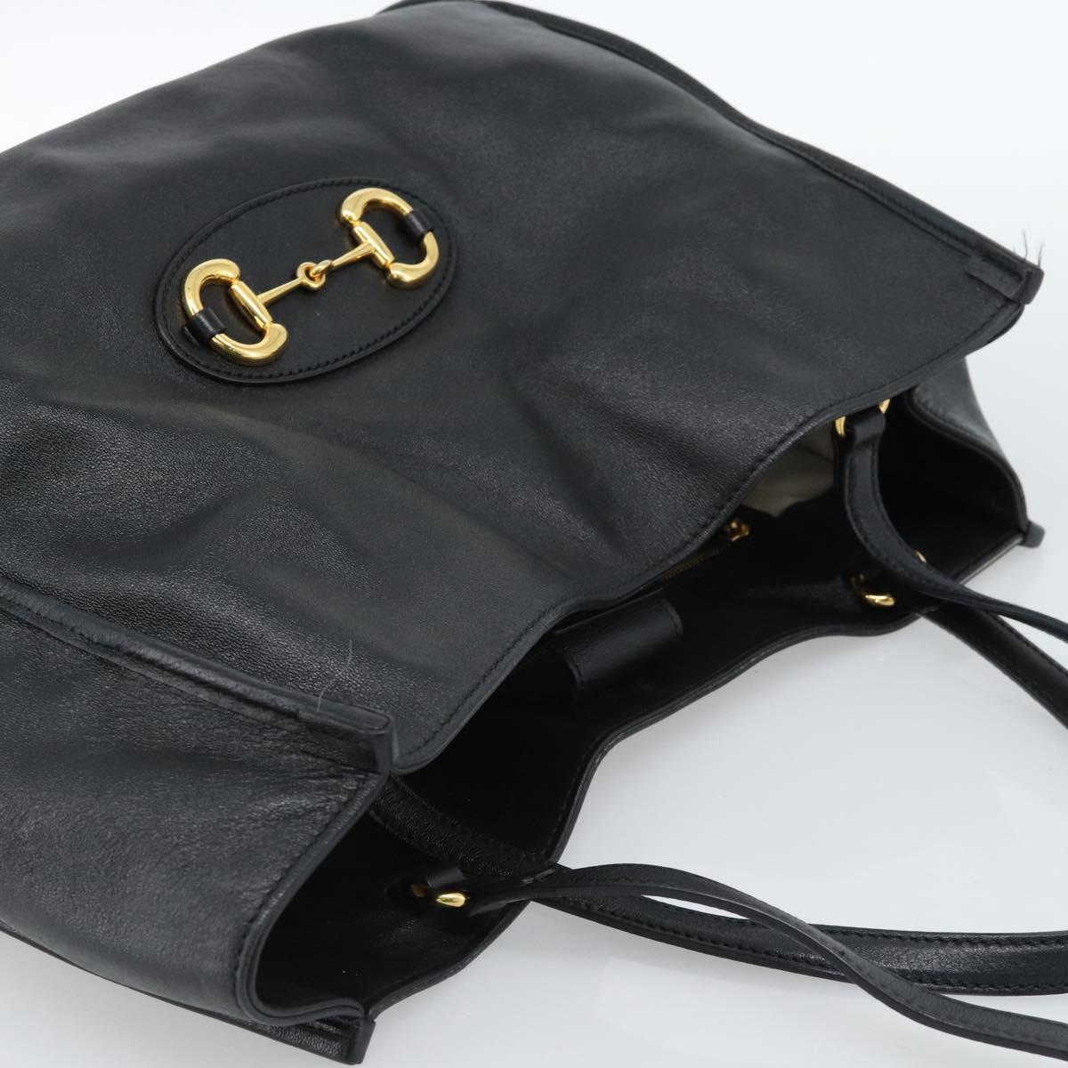 GUCCI Horsebit Tote Bag Leather Black Gold 623694 Auth 184931A