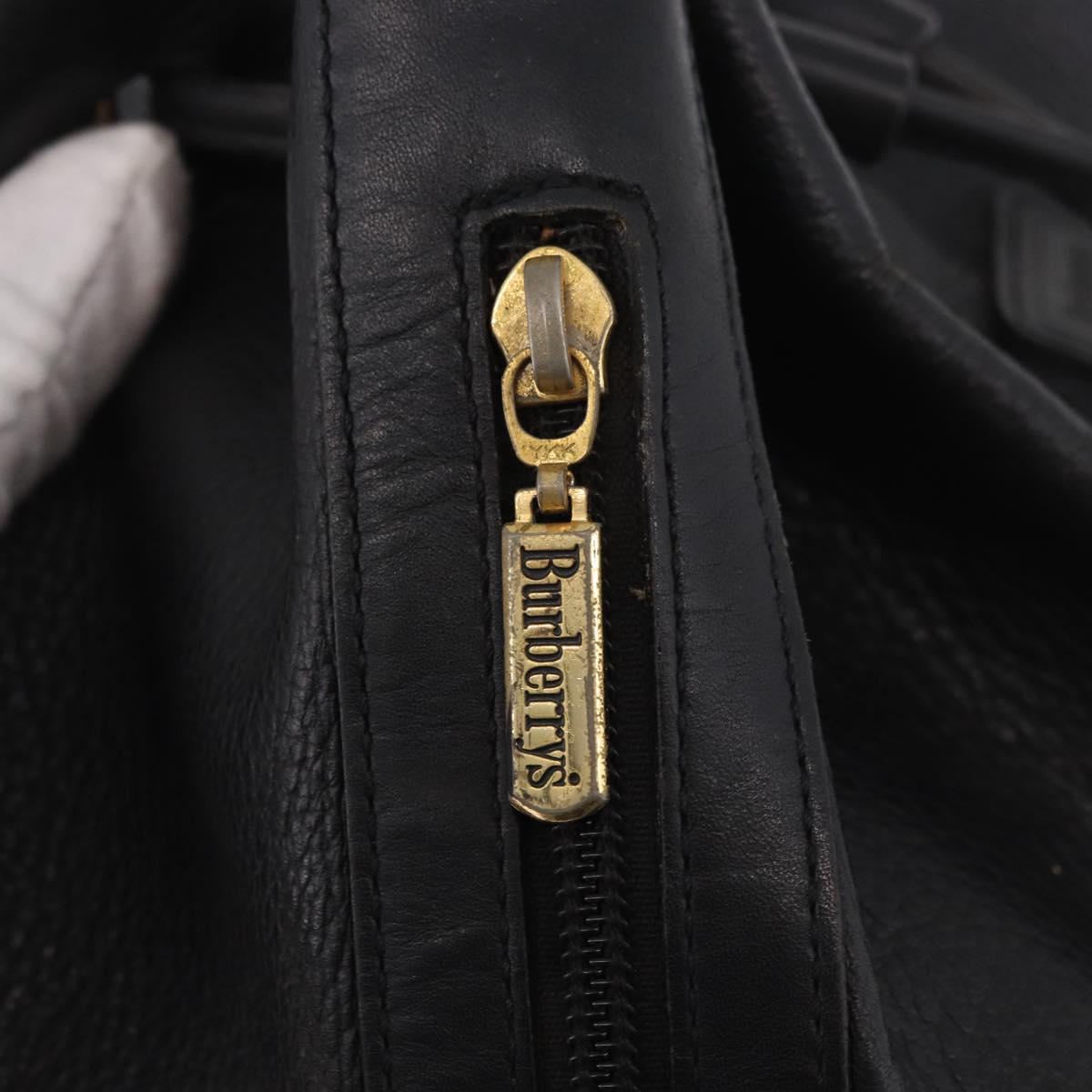 Burberrys Shoulder Bag Leather Black Gold Auth 184932