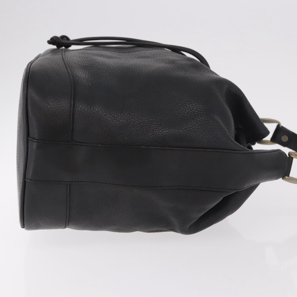 Burberrys Shoulder Bag Leather Black Gold Auth 184932