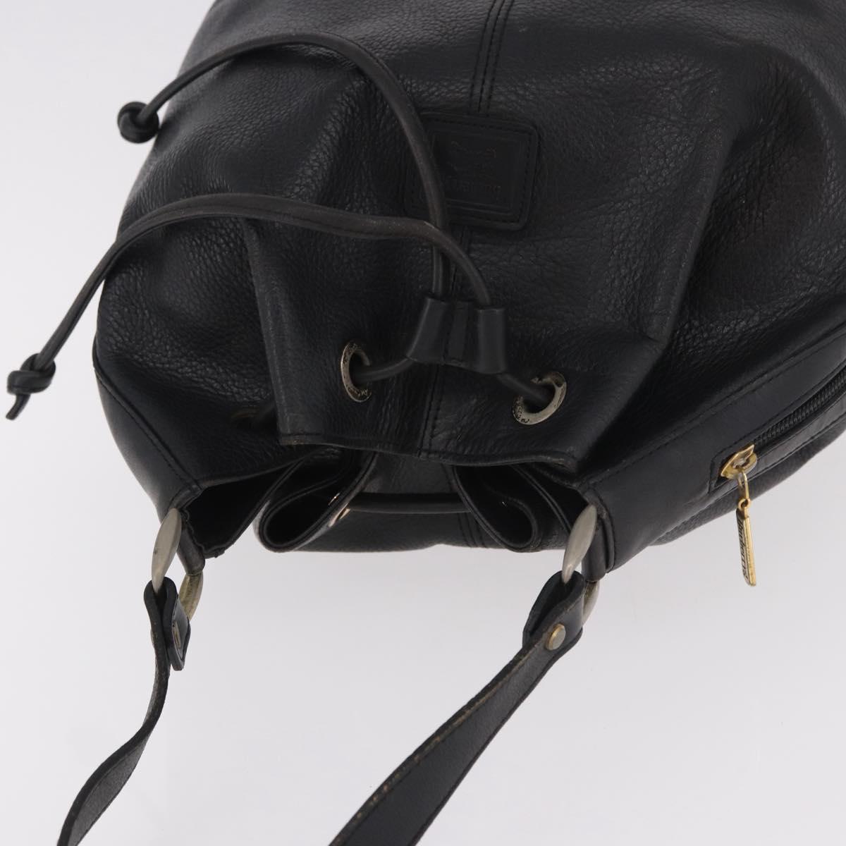 Burberrys Shoulder Bag Leather Black Gold Auth 184932