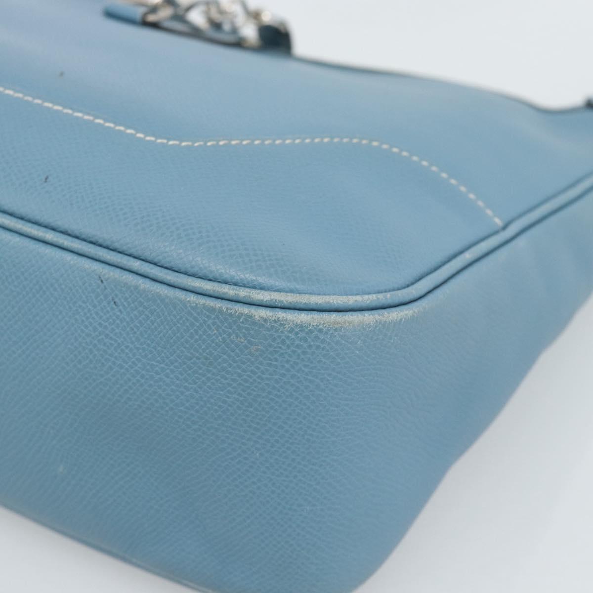 HERMES Trim 31 Shoulder Bag Leather Light Blue Silver Auth 184933V