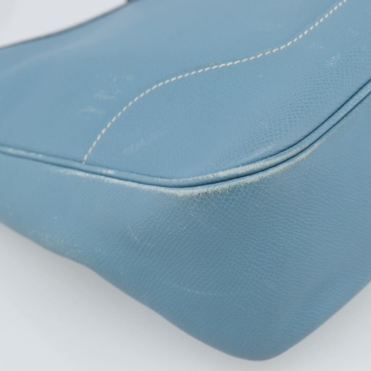 HERMES Trim 31 Shoulder Bag Leather Light Blue Silver Auth 184933V