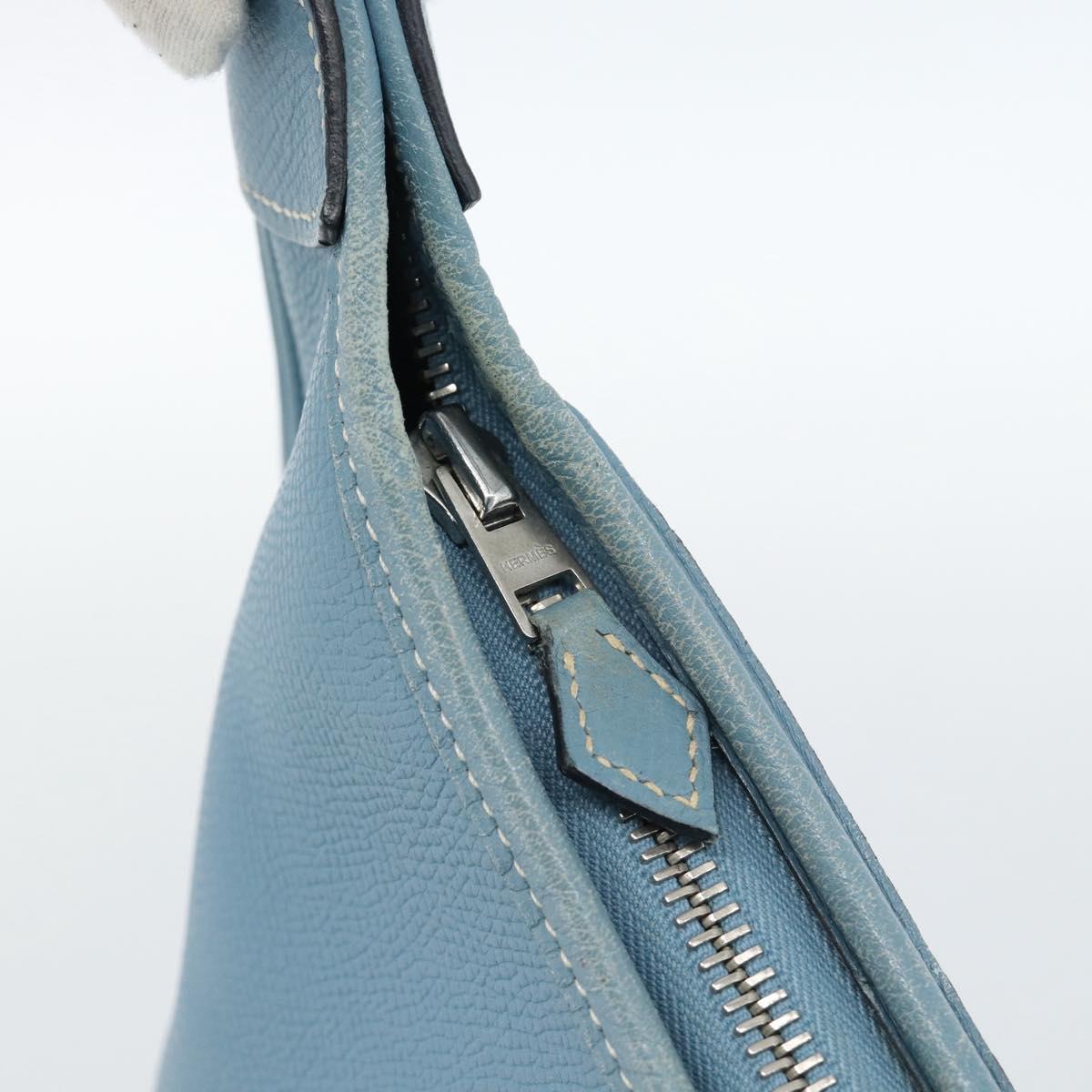 HERMES Trim 31 Shoulder Bag Leather Light Blue Silver Auth 184933V
