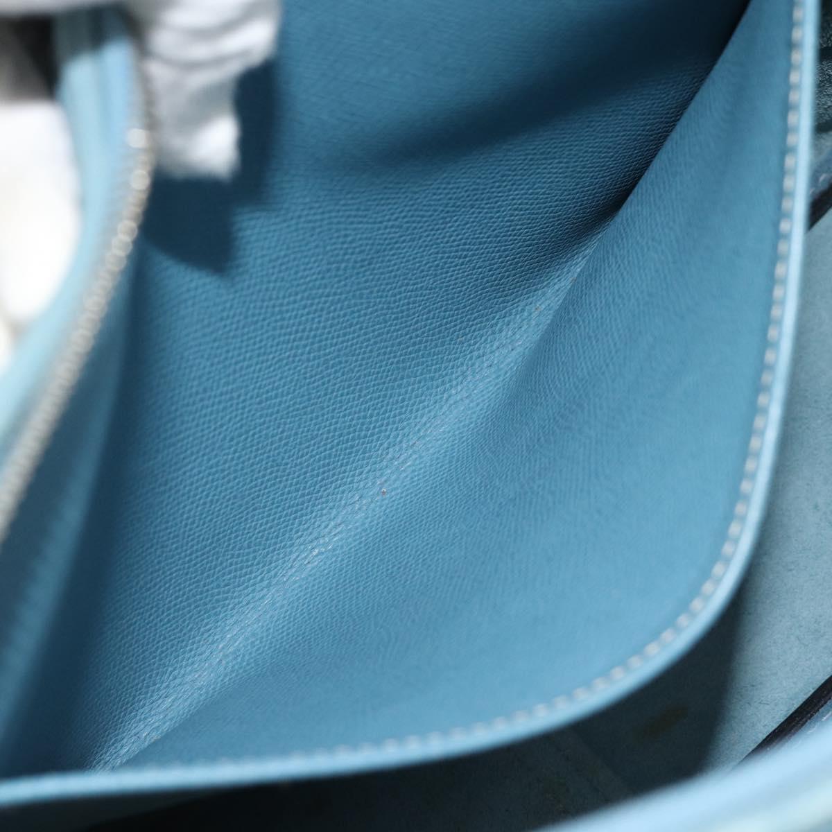 HERMES Trim 31 Shoulder Bag Leather Light Blue Silver Auth 184933V