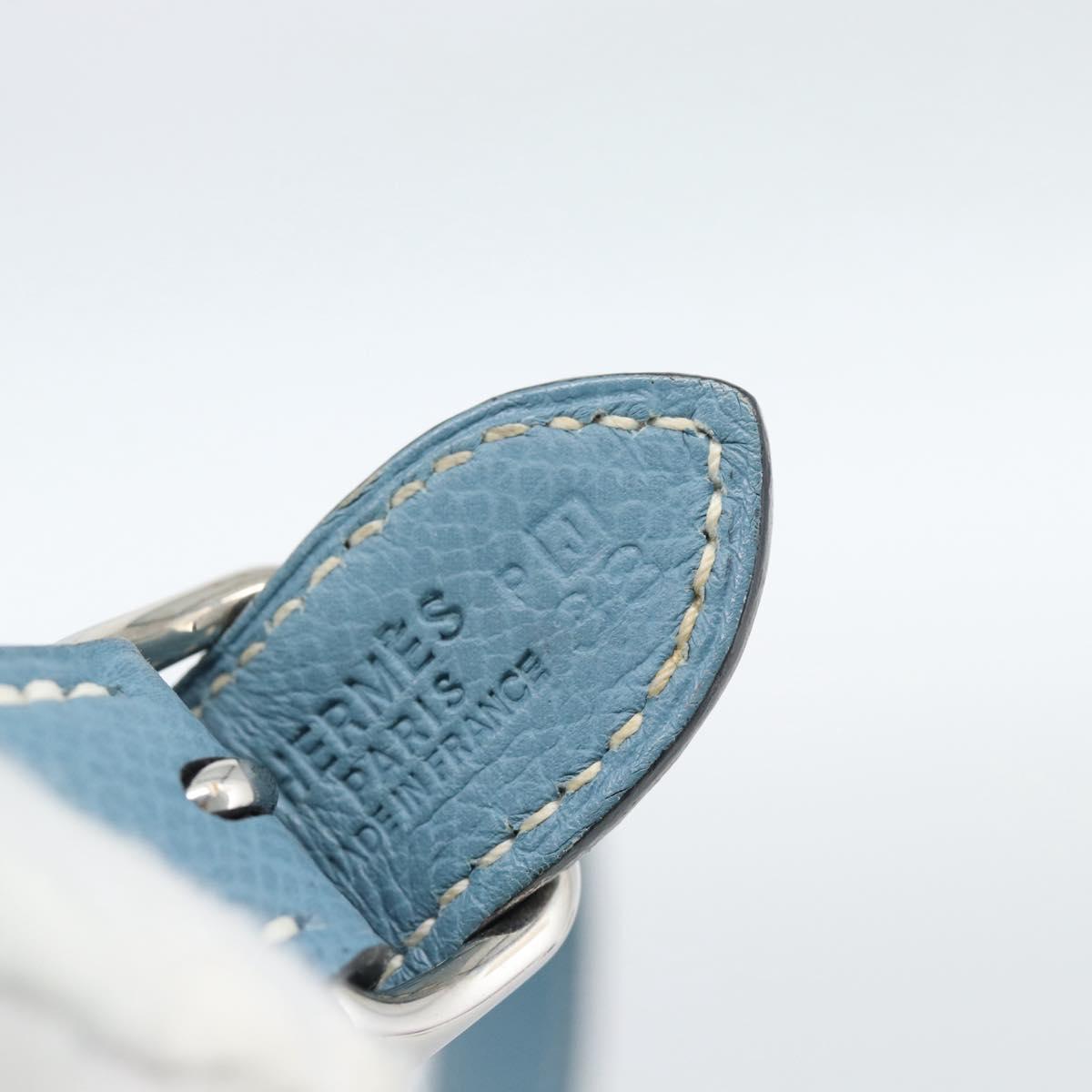 HERMES Trim 31 Shoulder Bag Leather Light Blue Silver Auth 184933V