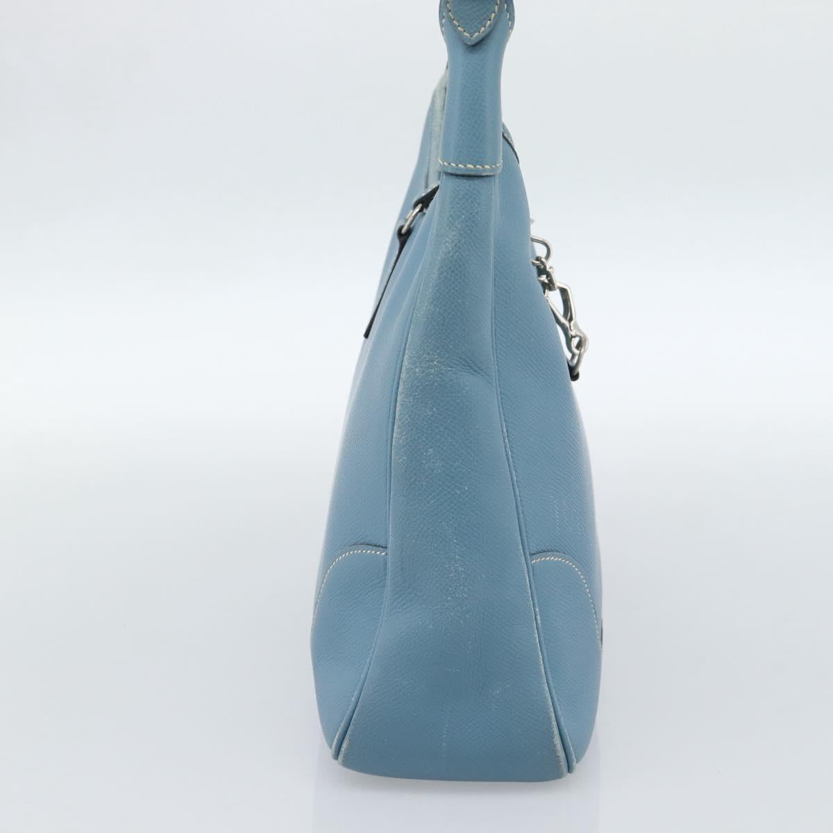 HERMES Trim 31 Shoulder Bag Leather Light Blue Silver Auth 184933V