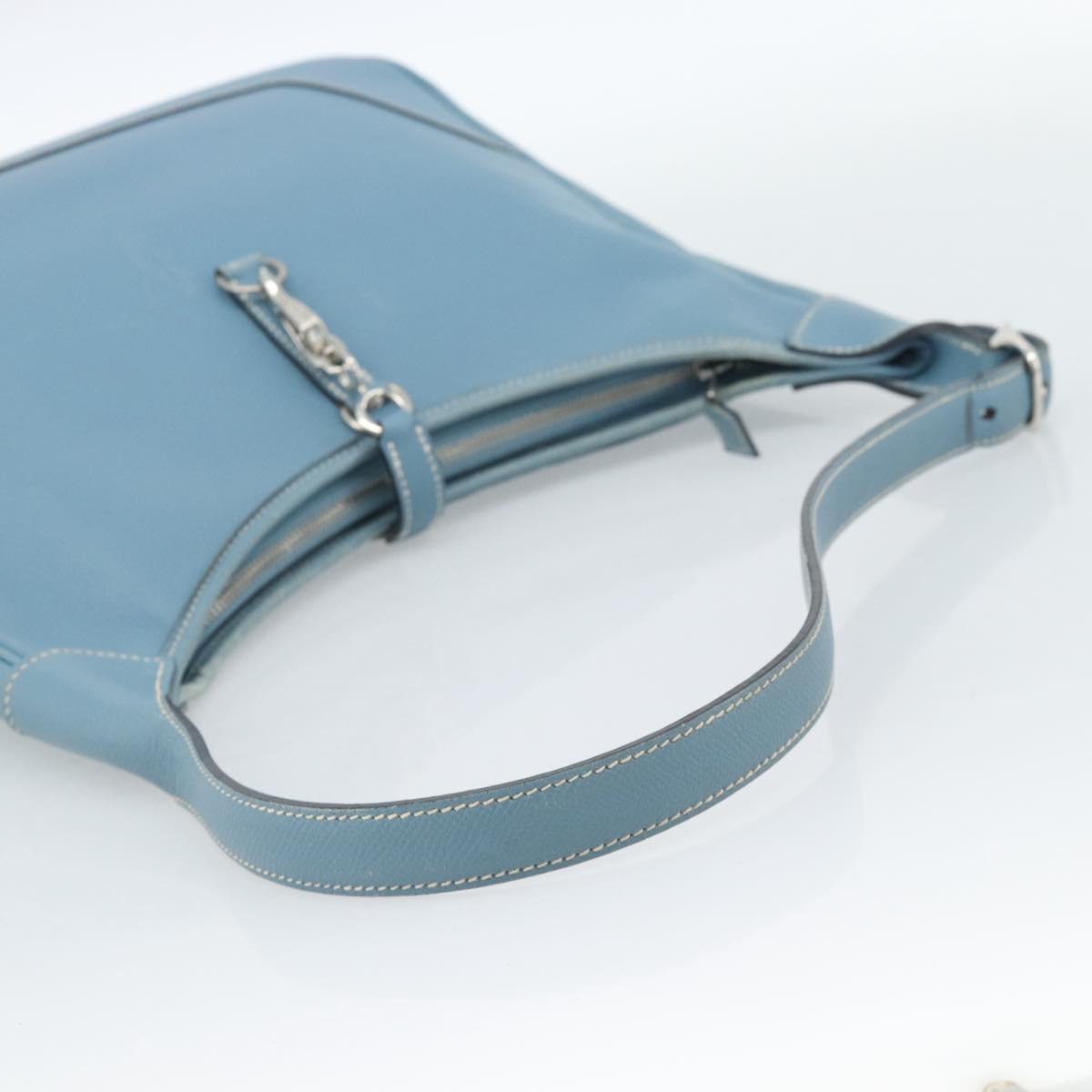 HERMES Trim 31 Shoulder Bag Leather Light Blue Silver Auth 184933V