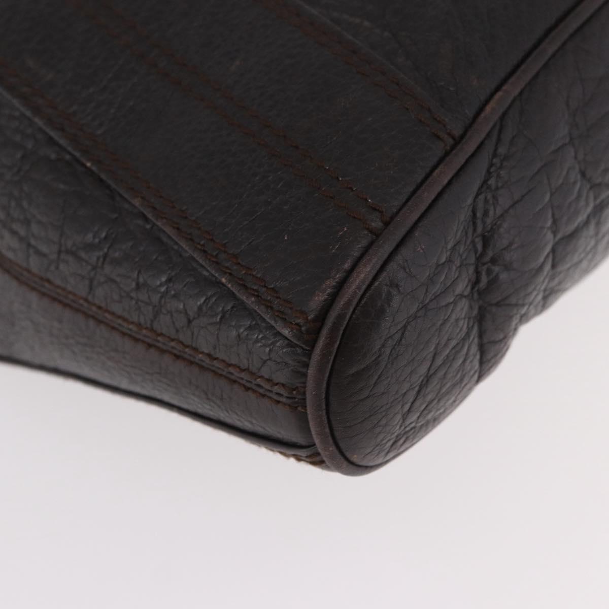 BVLGARI Leoni Tote Bag Leather Dark Brown Gold Auth 184934A