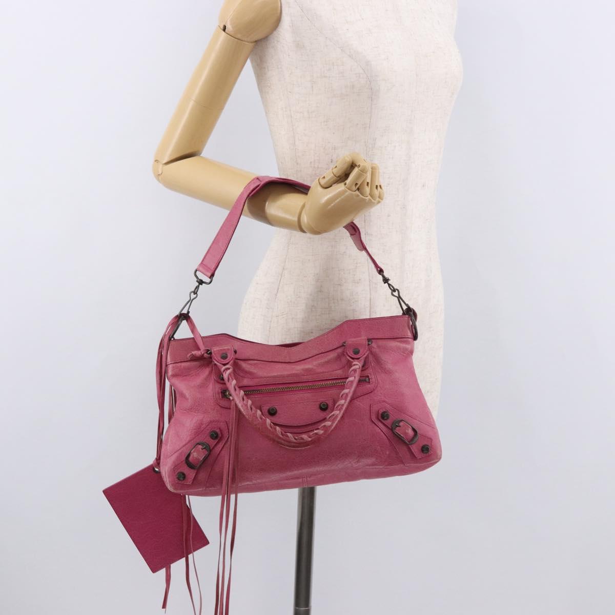 BALENCIAGA The First Hand Bag Leather 2way Pink 103208 Auth 184935SM