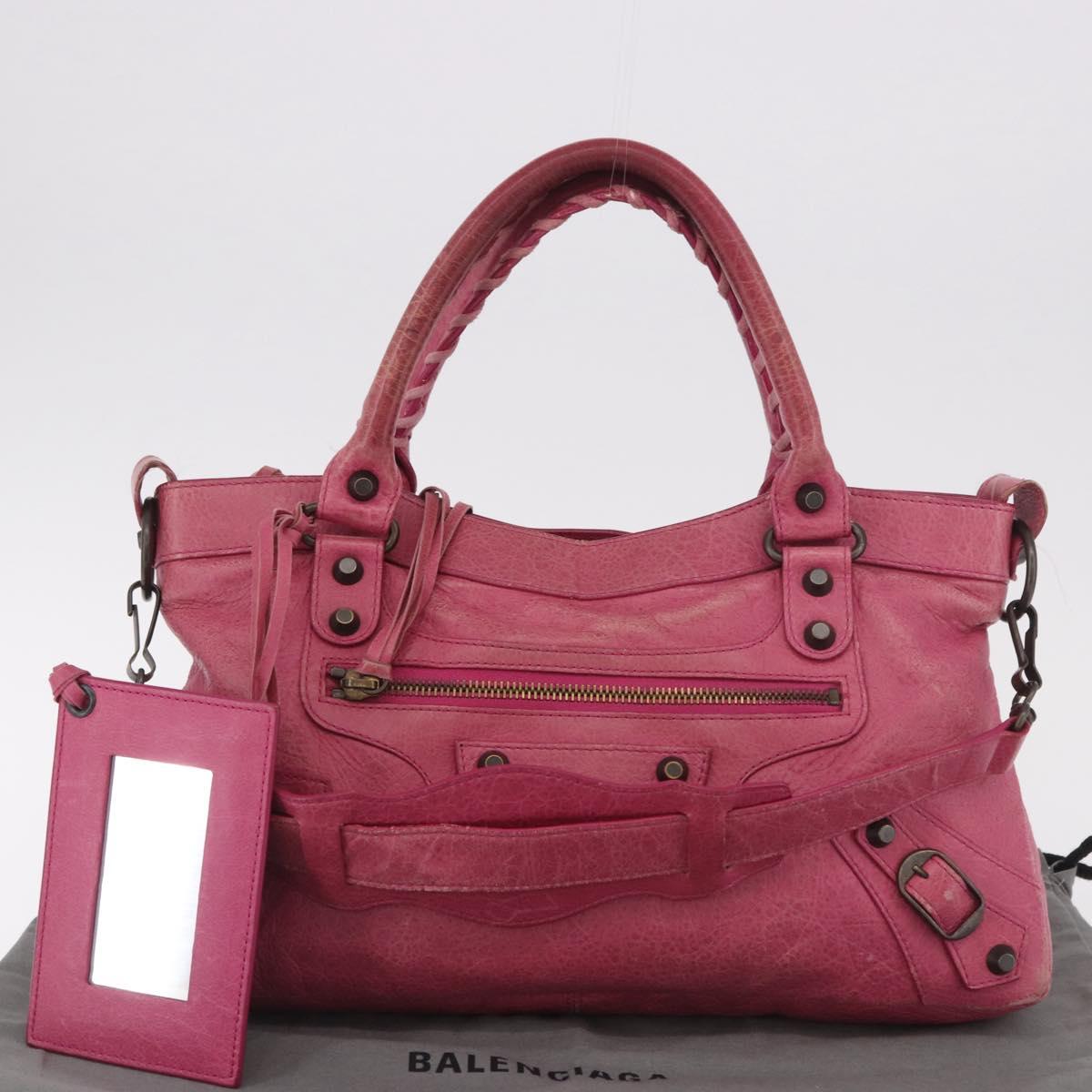 BALENCIAGA The First Hand Bag Leather 2way Pink 103208 Auth 184935SM
