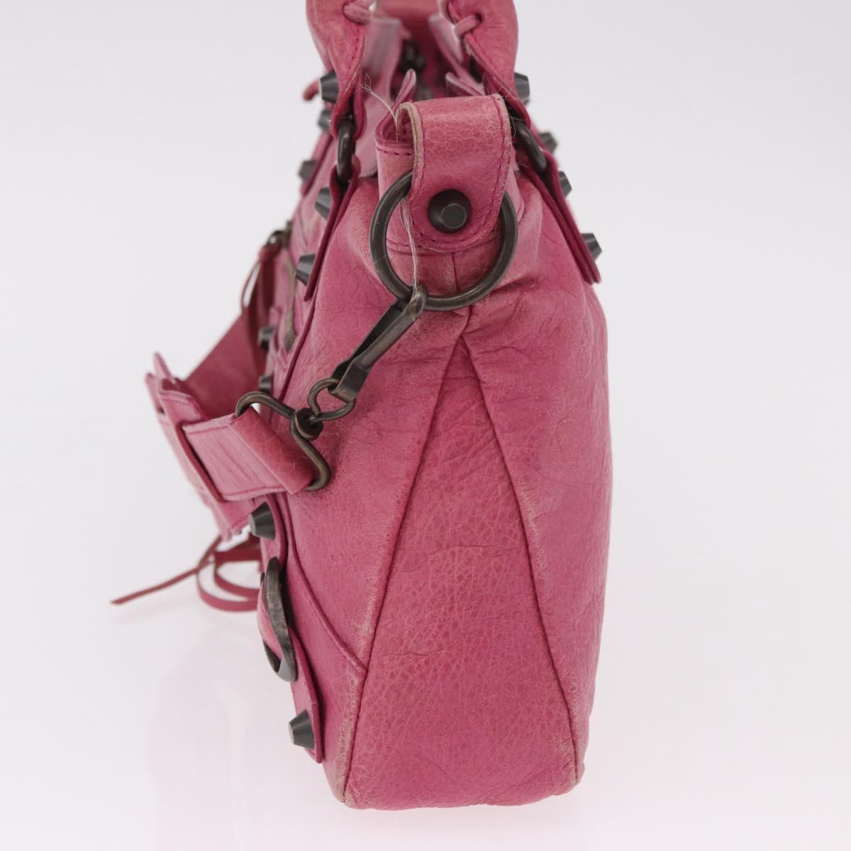 BALENCIAGA The First Hand Bag Leather 2way Pink 103208 Auth 184935SM