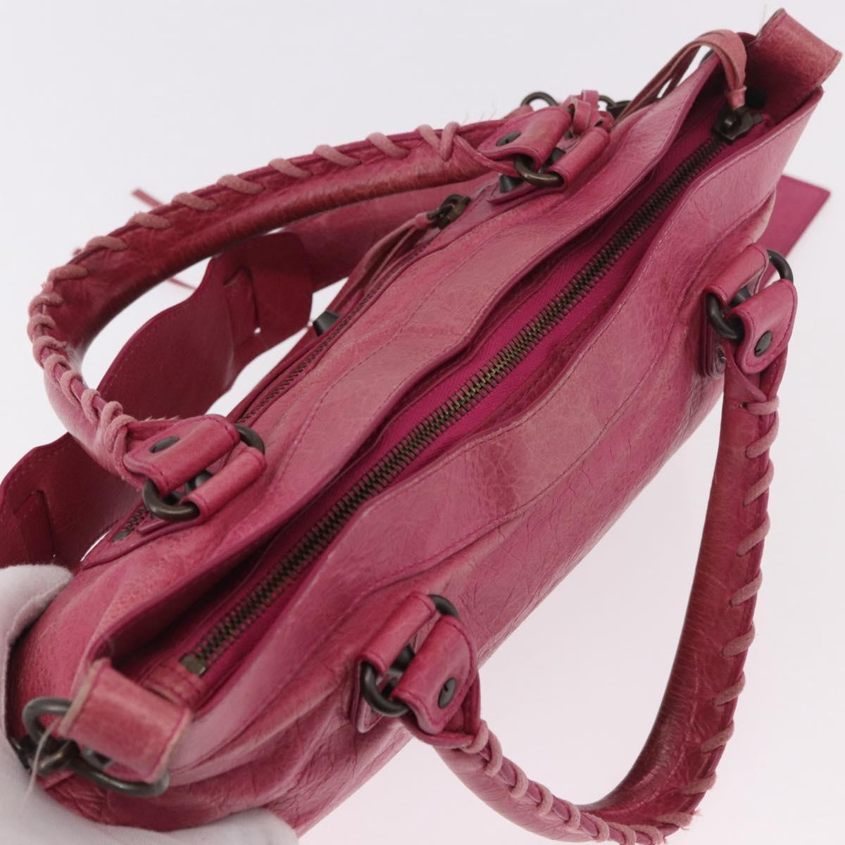 BALENCIAGA The First Hand Bag Leather 2way Pink 103208 Auth 184935SM