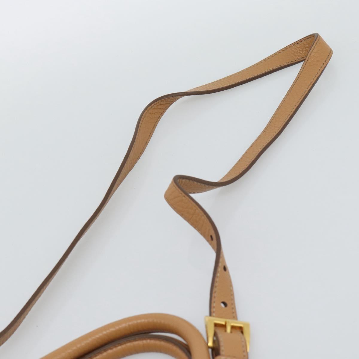 PRADA Hand Bag Leather 2way Beige Gold Auth 184937V