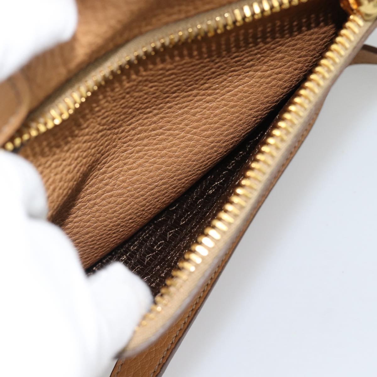 PRADA Hand Bag Leather 2way Beige Gold Auth 184937V