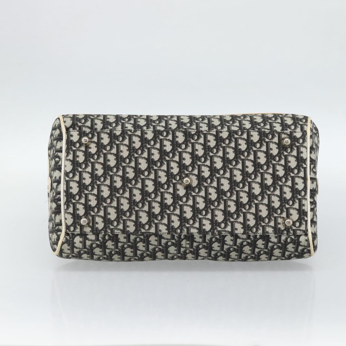 Christian Dior Trotter Canvas Boston Bag PVC Black Silver Auth 184938