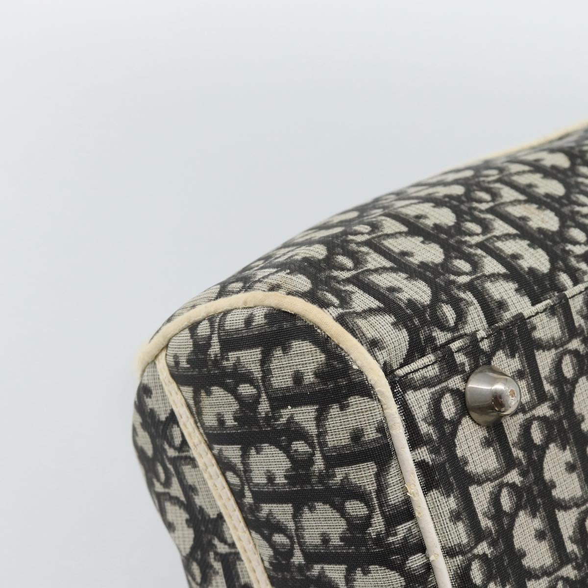 Christian Dior Trotter Canvas Boston Bag PVC Black Silver Auth 184938