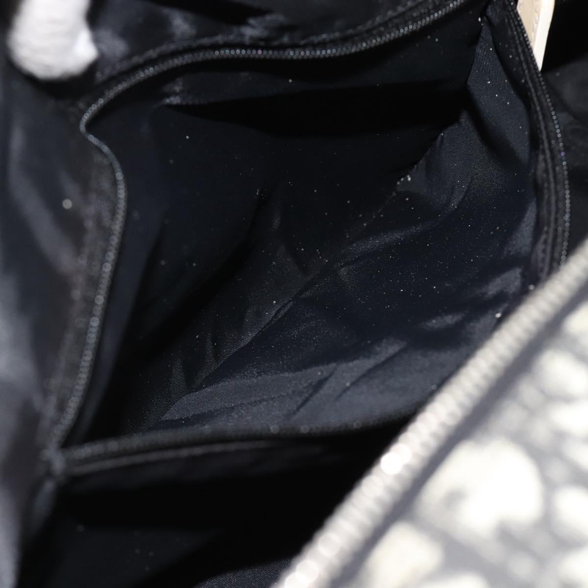 Christian Dior Trotter Canvas Boston Bag PVC Black Silver Auth 184938