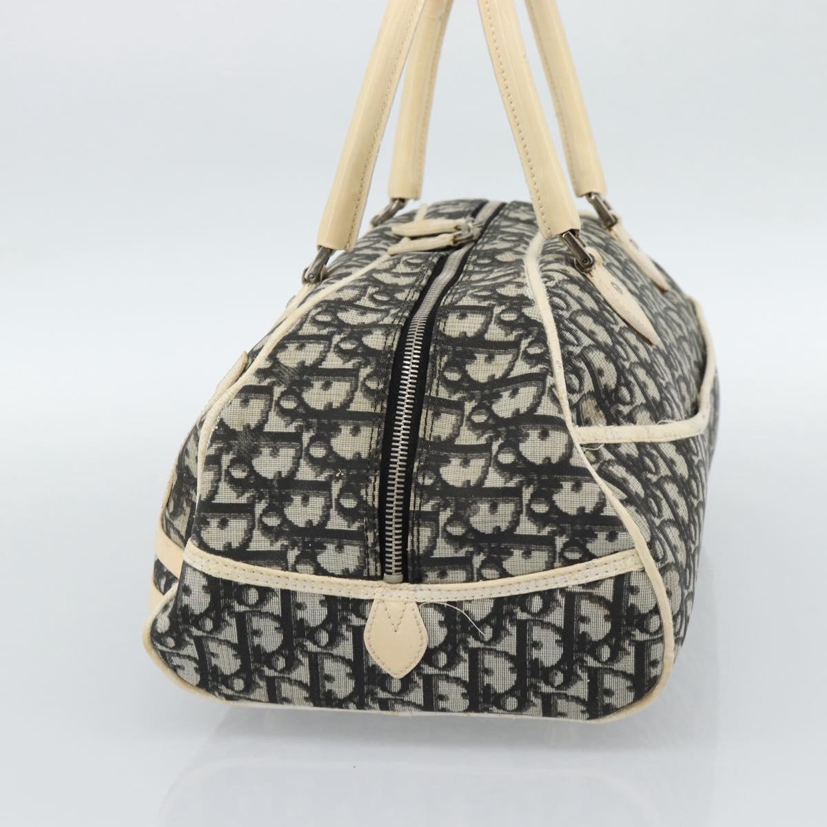 Christian Dior Trotter Canvas Boston Bag PVC Black Silver Auth 184938