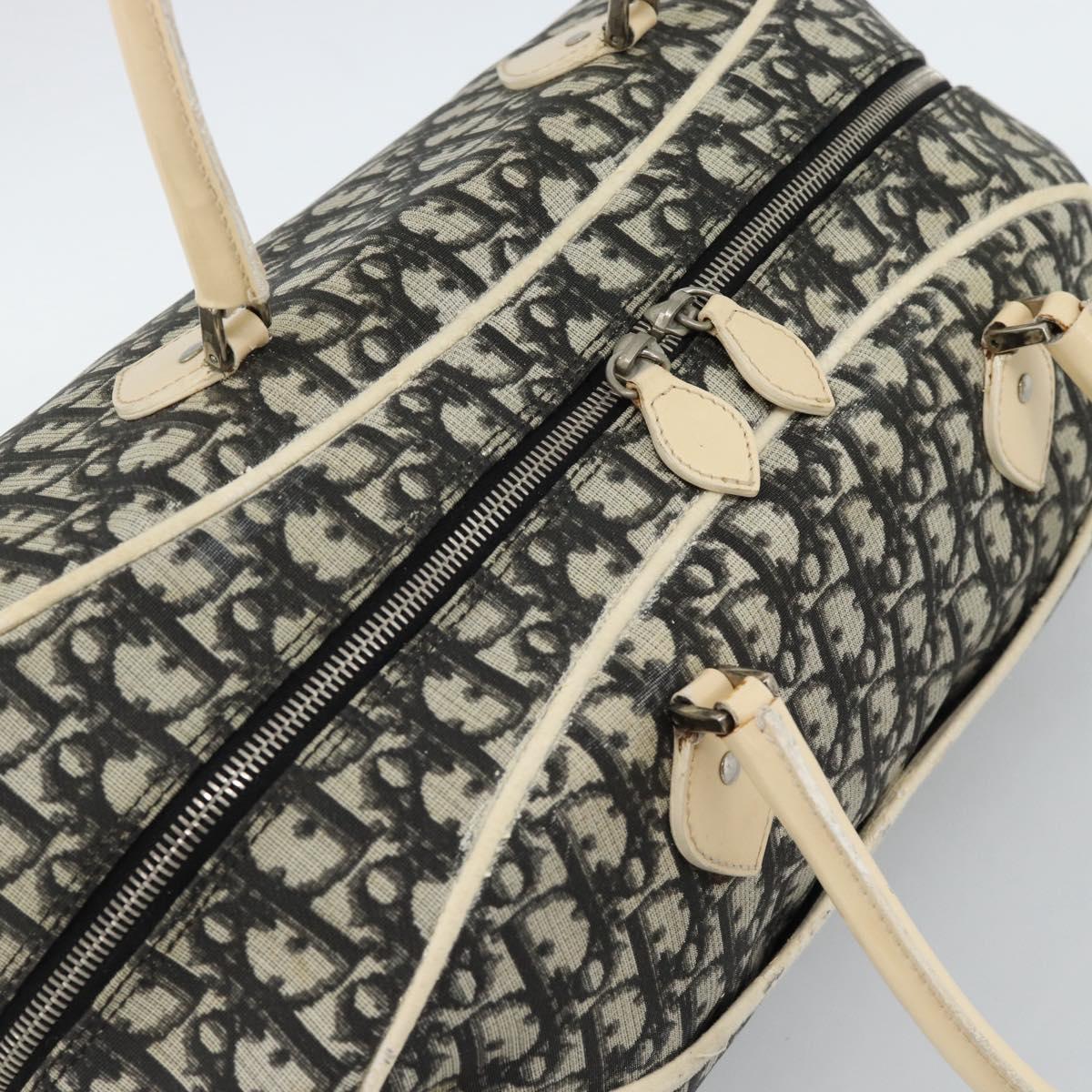 Christian Dior Trotter Canvas Boston Bag PVC Black Silver Auth 184938
