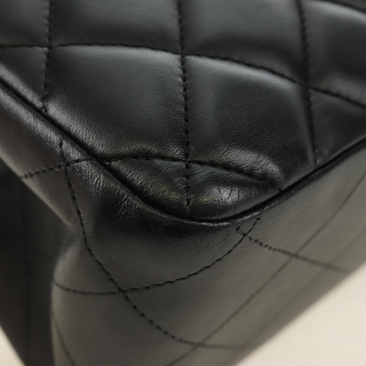 CHANEL Big Matelasse30 Chain Shoulder Bag Lamb Skin Black Gold CC Auth 184946SAV