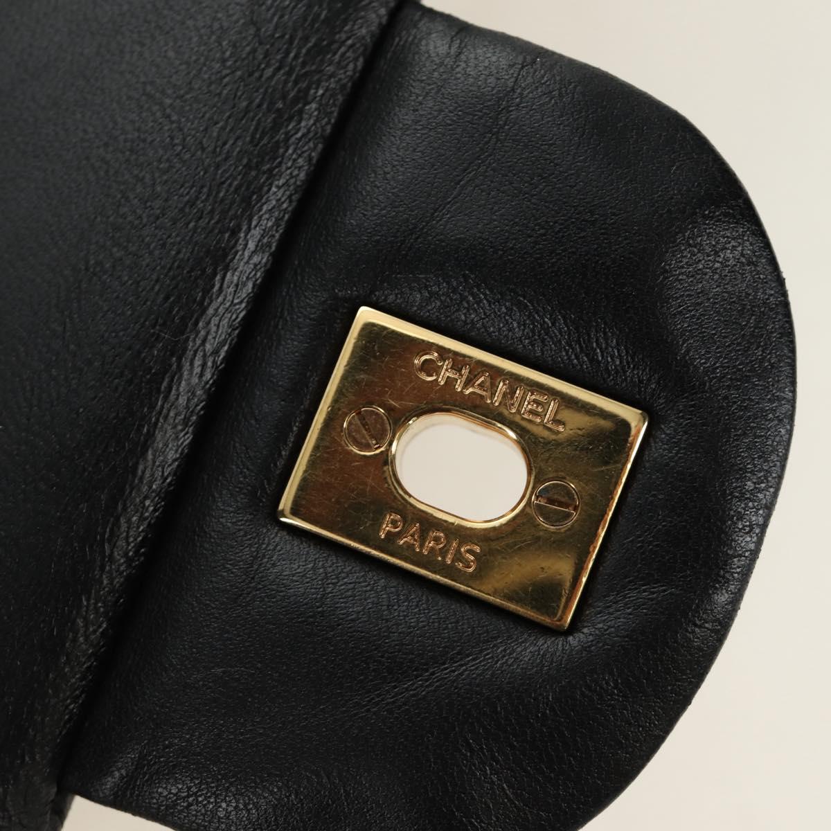 CHANEL Big Matelasse30 Chain Shoulder Bag Lamb Skin Black Gold CC Auth 184946SAV