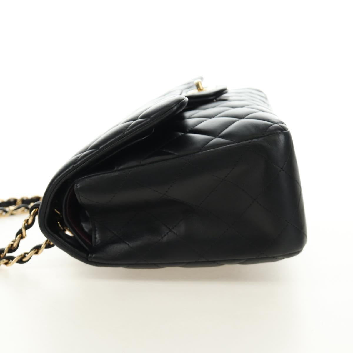 CHANEL Big Matelasse30 Chain Shoulder Bag Lamb Skin Black Gold CC Auth 184946SAV