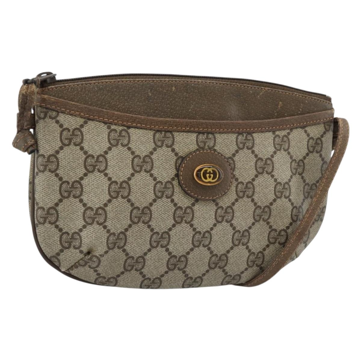 GUCCI GG Supreme Shoulder Bag PVC Beige Gold 904 02 020 Auth 184952