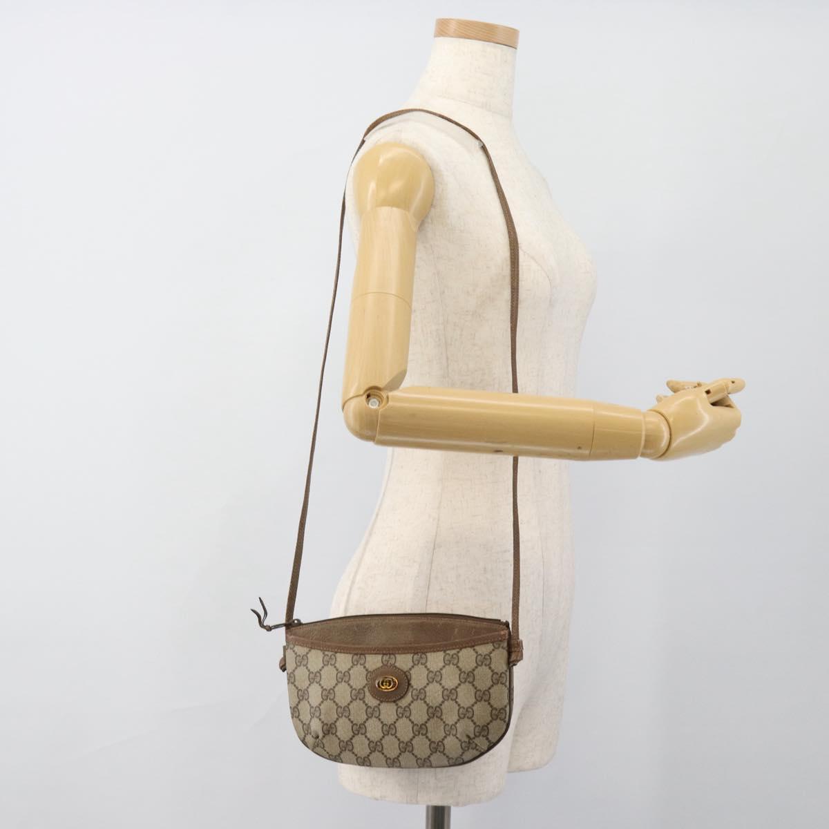 GUCCI GG Supreme Shoulder Bag PVC Beige Gold 904 02 020 Auth 184952