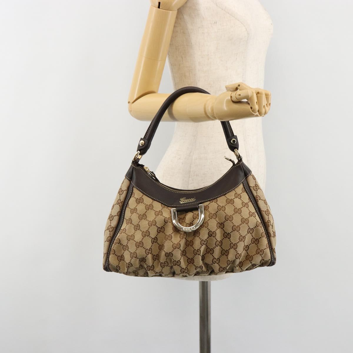 GUCCI Abbey GG Canvas Shoulder Bag Beige Gold 190525 Auth 184958SV