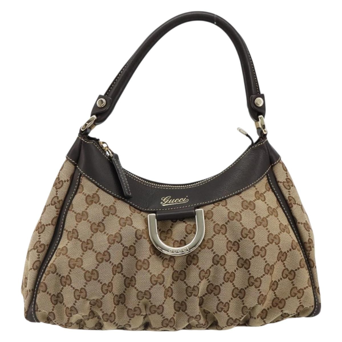 GUCCI Abbey GG Canvas Shoulder Bag Beige Gold 190525 Auth 184958SV