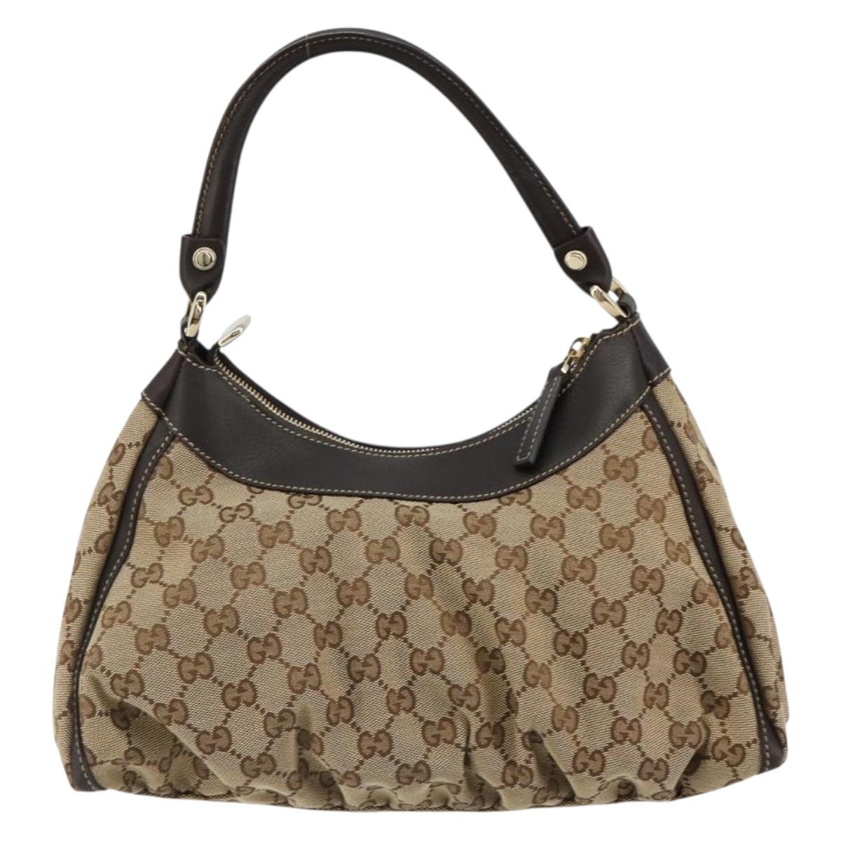 GUCCI Abbey GG Canvas Shoulder Bag Beige Gold 190525 Auth 184958SV
