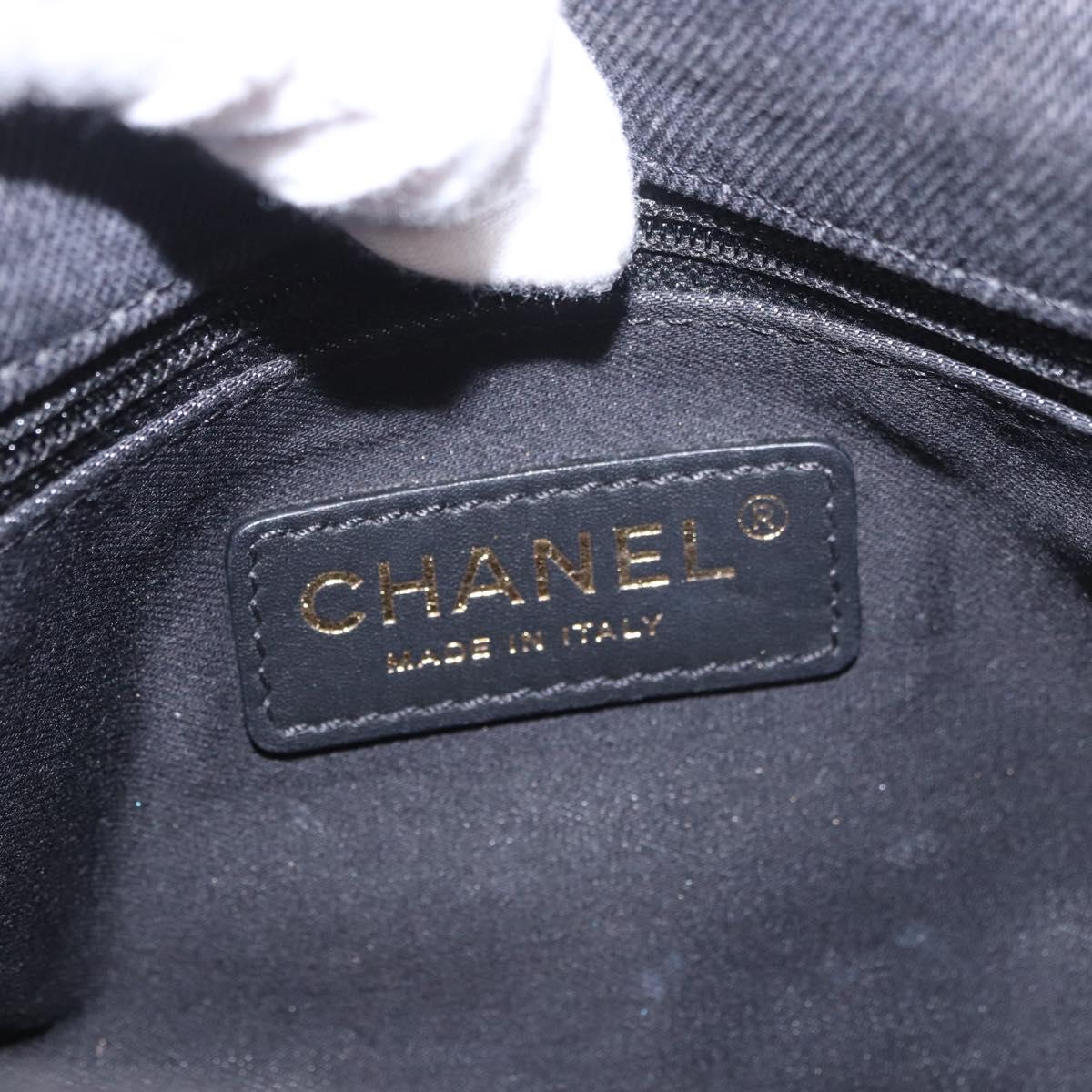 CHANEL Chain Matelasse 22 Shoulder Bag Denim Black Gold CC Auth 184961SM