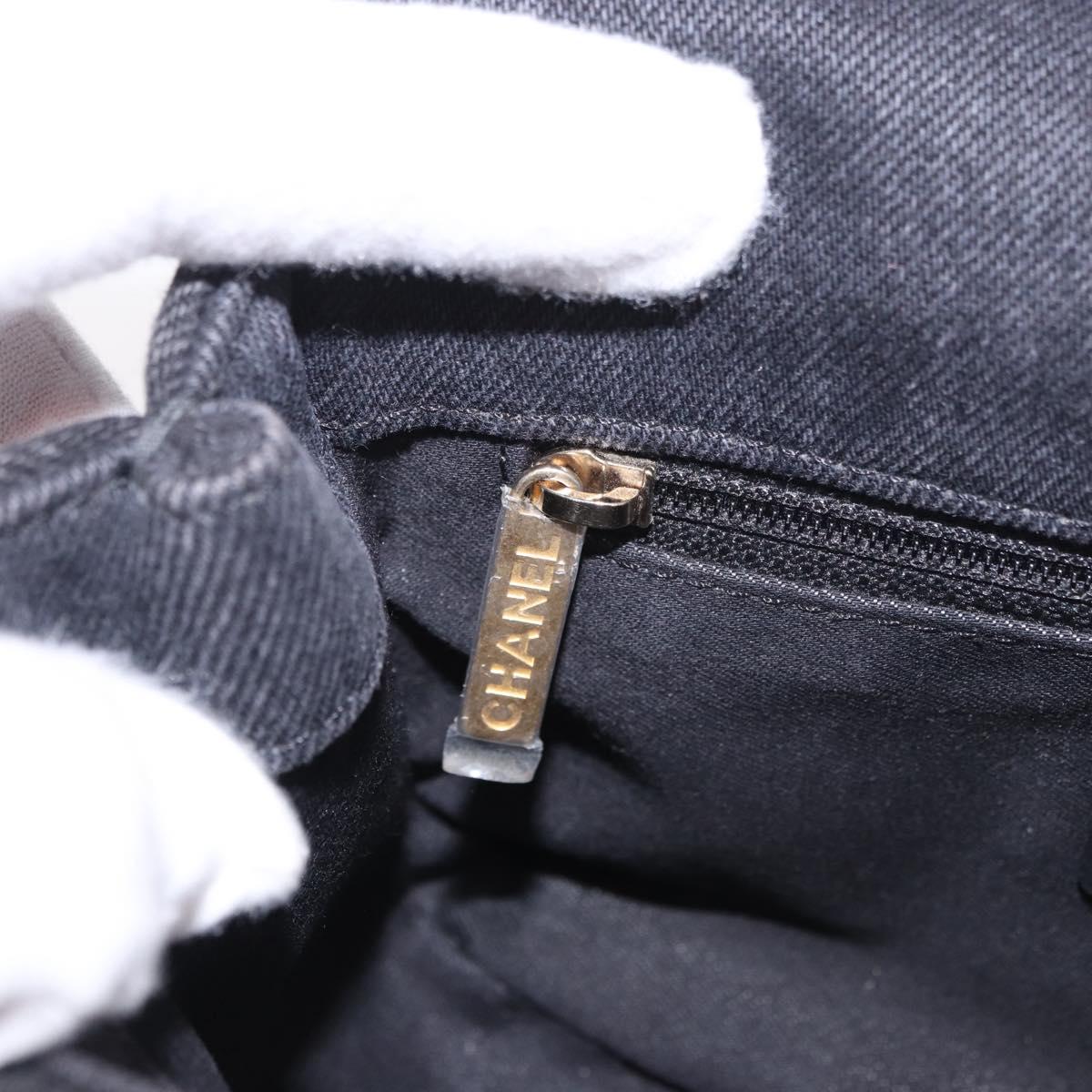 CHANEL Chain Matelasse 22 Shoulder Bag Denim Black Gold CC Auth 184961SM