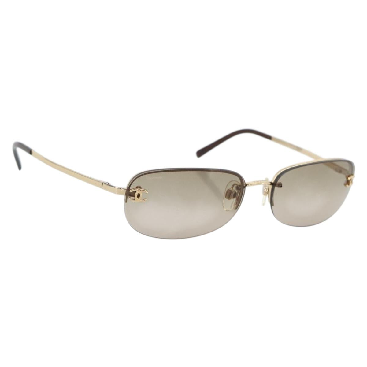 CHANEL COCO Mark Sunglasses metal Gold Tone CC Auth 184963V